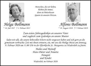 Traueranzeige von Helga Rollmann von Die Glocke