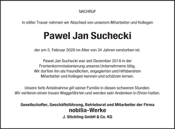 Traueranzeige von Pawel Jan Suchecki von Die Glocke