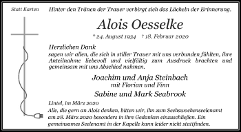 Traueranzeige von Alois Oesselke von Die Glocke