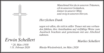 Traueranzeige von Erwin Schellert von Die Glocke