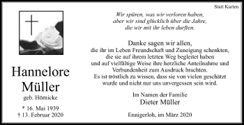 Traueranzeige von Hannelore Müller von Die Glocke