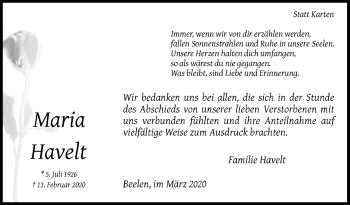 Traueranzeige von Maria Havelt von Die Glocke