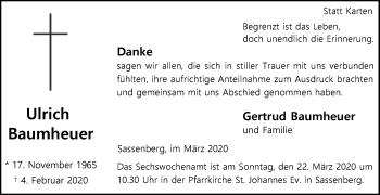 Traueranzeige von Ulrich Baumheuer von Die Glocke