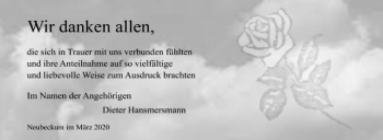 Traueranzeige von Wir danken allen von Die Glocke