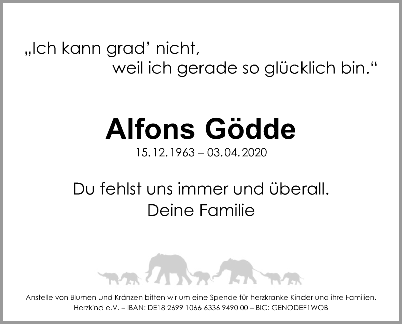  Traueranzeige für Alfons Gödde vom 10.04.2020 aus Die Glocke