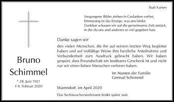 Traueranzeige von Bruno Schimmel von Die Glocke