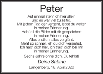 Traueranzeige von Peter  von Die Glocke