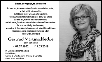 Traueranzeige von Gertrud Martinschledde von Die Glocke