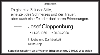 Traueranzeige von Josef Cloppenburg von Die Glocke