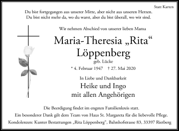 Traueranzeige von Maria-Theresia Löppenberg von Die Glocke