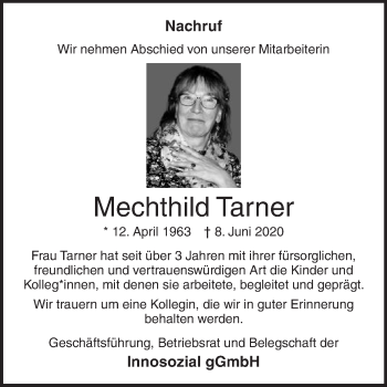 Traueranzeige von Mechthild Tarner von Die Glocke