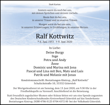Traueranzeige von Ralf Kottwitz von Die Glocke