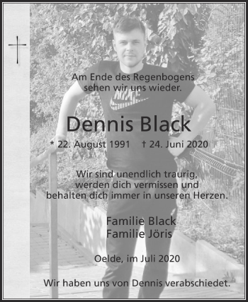 Traueranzeige von Dennis Black von Die Glocke