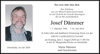 Traueranzeige von Josef Dämmer von Die Glocke