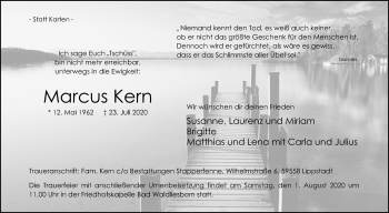 Traueranzeige von Marcus Kern von Die Glocke