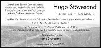 Traueranzeige von Hugo Stövesand von Die Glocke