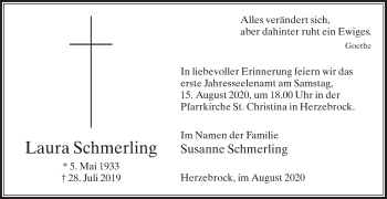 Traueranzeige von Laura Schmerling von Die Glocke