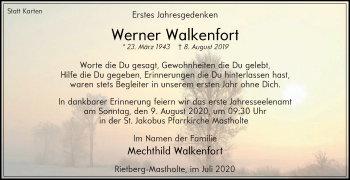 Traueranzeige von Werner Walkenfort von Die Glocke