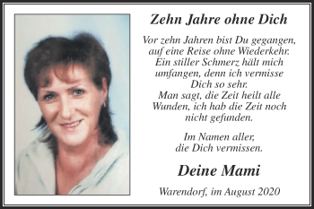 Traueranzeige von Zehn Jahre ohne Dich  von Die Glocke