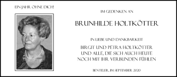 Traueranzeige von Brunhilde Holtkötter von Die Glocke