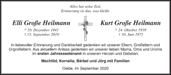 Traueranzeige von Kurt Große Heilmann von Die Glocke