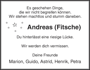 Traueranzeige von Andreas  von Die Glocke