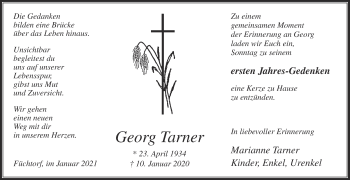 Traueranzeige von Georg Tarner von Die Glocke