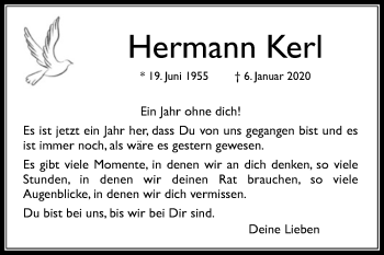 Traueranzeige von Hermann Kerl von Die Glocke