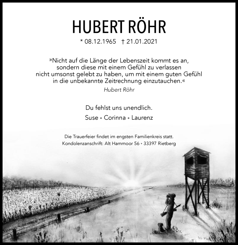  Traueranzeige für Hubert Röhr vom 23.01.2021 aus Die Glocke
