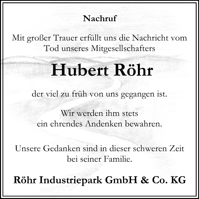  Traueranzeige für Hubert Röhr vom 23.01.2021 aus Die Glocke