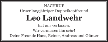 Traueranzeige von Leo Landwehr von Die Glocke