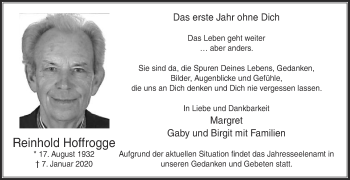Traueranzeige von Reinhold Hoffrogge von Die Glocke