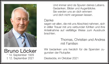 Traueranzeige von Bruno Löcker von Die Glocke