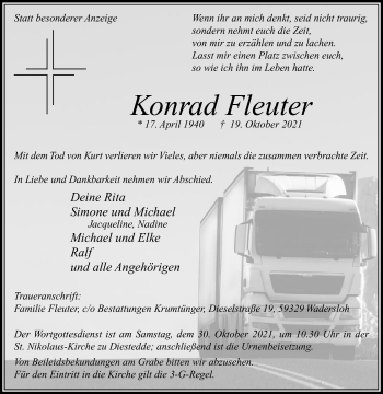 Traueranzeige von Konrad Fleuter von Die Glocke