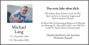 Traueranzeige von Michael Lang von Die Glocke