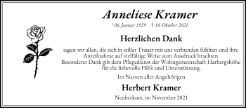 Traueranzeige von Anneliese Kramer von Die Glocke