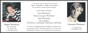 Traueranzeige von Brigitte Wiesbrock von Die Glocke