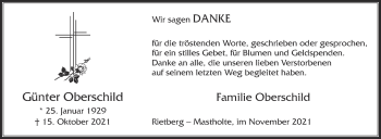 Traueranzeige von Günter Oberschild von Die Glocke