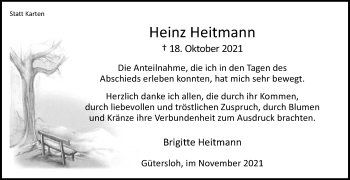 Traueranzeige von Heinz Heitmann von Die Glocke