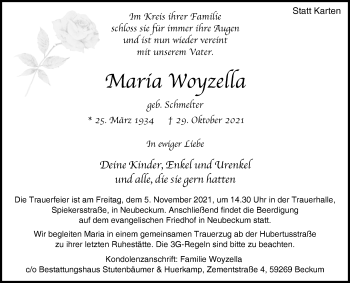 Traueranzeige von Maria Woyzella von Die Glocke