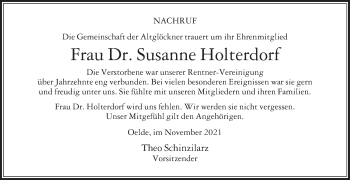 Traueranzeige von Susanne Holterdorf von Die Glocke