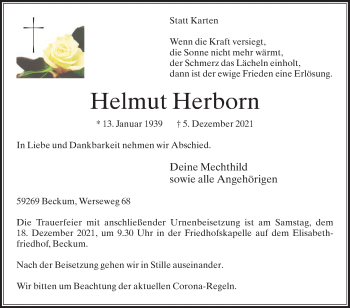 Traueranzeige von Helmut Herborn von Die Glocke
