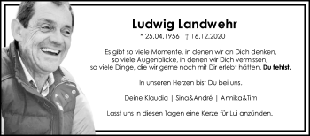Traueranzeige von Ludwig Landwehr von Die Glocke