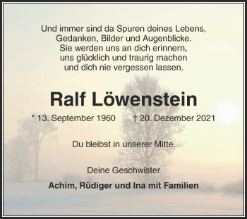 Traueranzeige von Ralf Löwenstein von Die Glocke