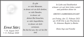Traueranzeige von Ernst Stürz von Die Glocke