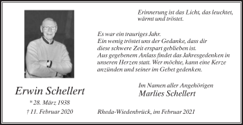 Traueranzeige von Erwin Schellert von Die Glocke