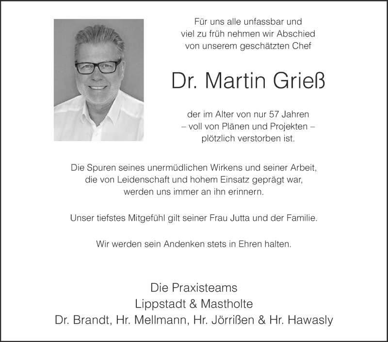  Traueranzeige für Martin Grieß vom 08.02.2021 aus Die Glocke