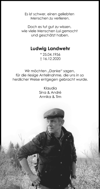 Traueranzeige von Ludwig Landwehr von Die Glocke