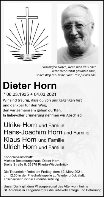 Traueranzeige von Dieter Horn von Die Glocke