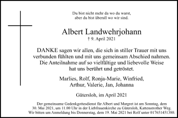 Traueranzeige von Albert Landwehrjohann von Die Glocke